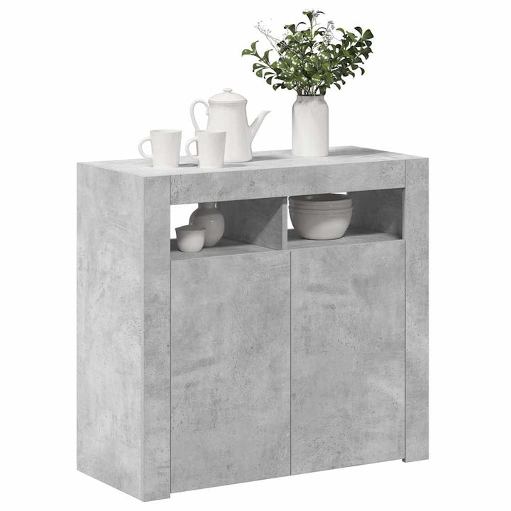 skænk med LED-lys 80x35x75 cm betongrå