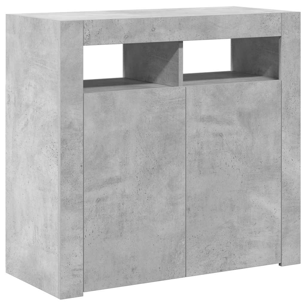 skænk med LED-lys 80x35x75 cm betongrå
