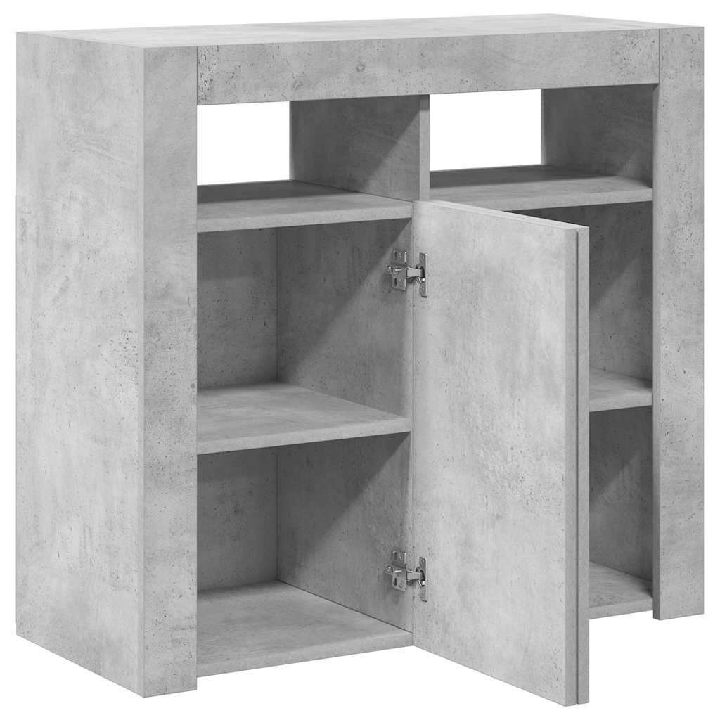 skænk med LED-lys 80x35x75 cm betongrå