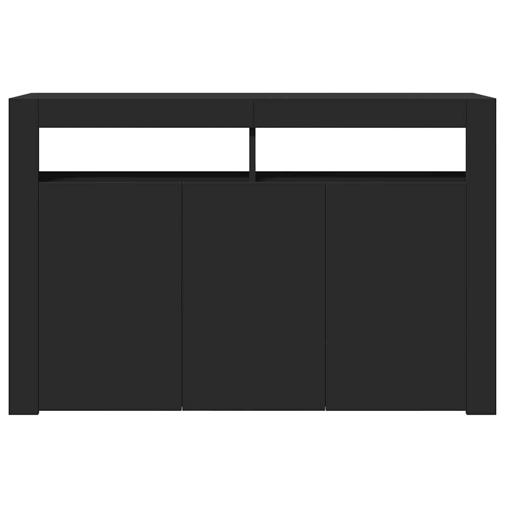 skænk med LED-lys 115,5x30x75 cm sort