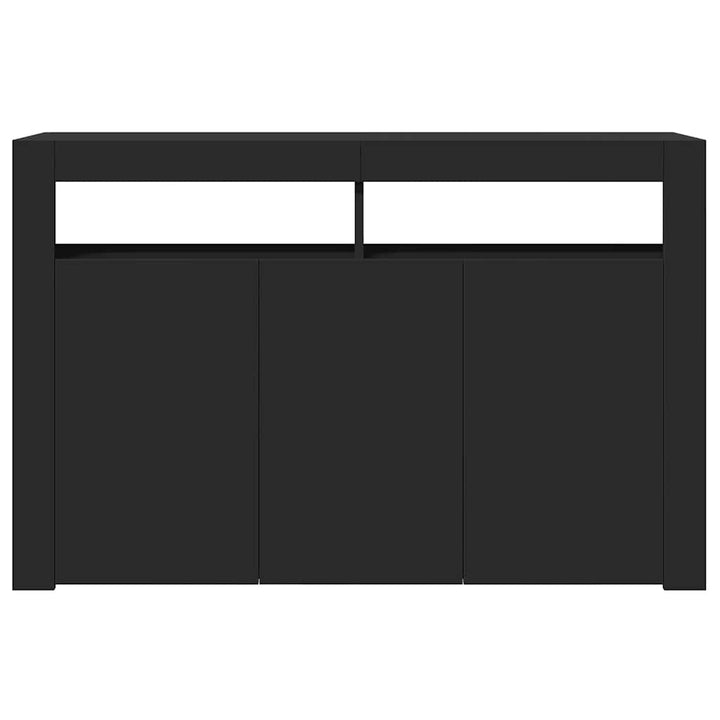 skænk med LED-lys 115,5x30x75 cm sort