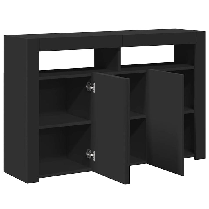 skænk med LED-lys 115,5x30x75 cm sort