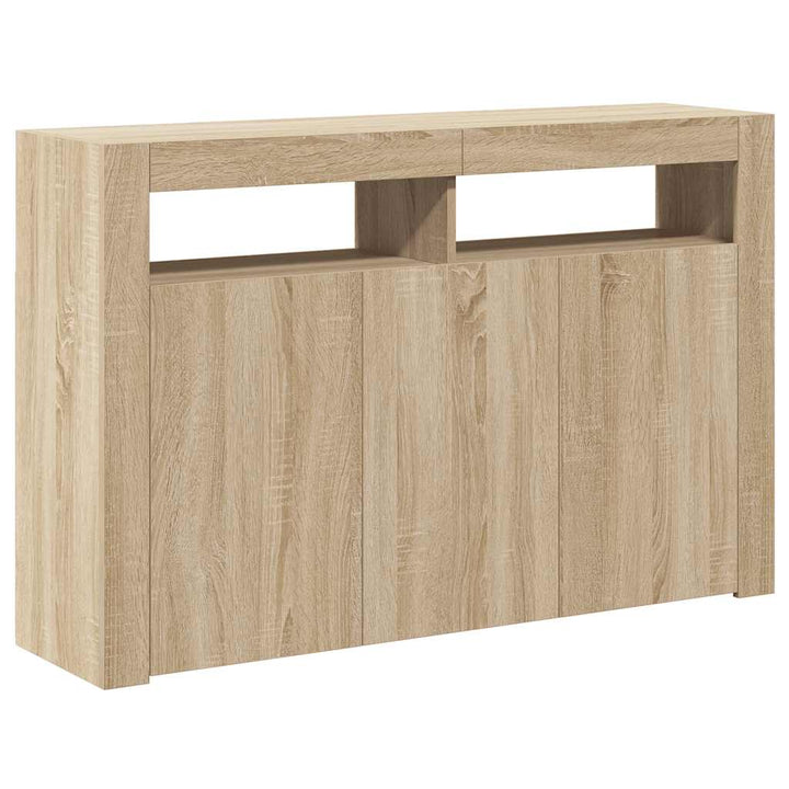 skænk med LED-lys 115,5x30x75 cm sonoma-eg