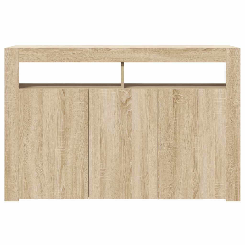 skænk med LED-lys 115,5x30x75 cm sonoma-eg