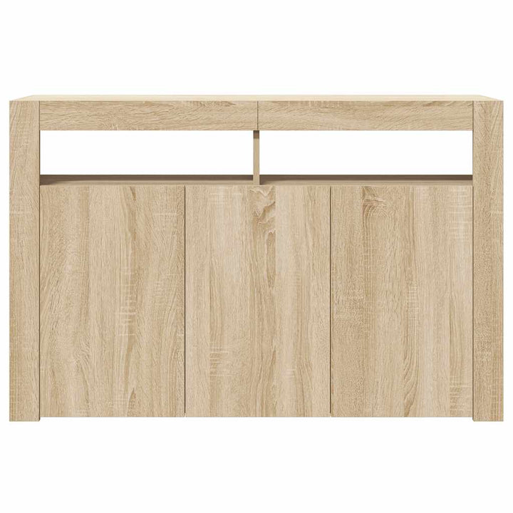 skænk med LED-lys 115,5x30x75 cm sonoma-eg