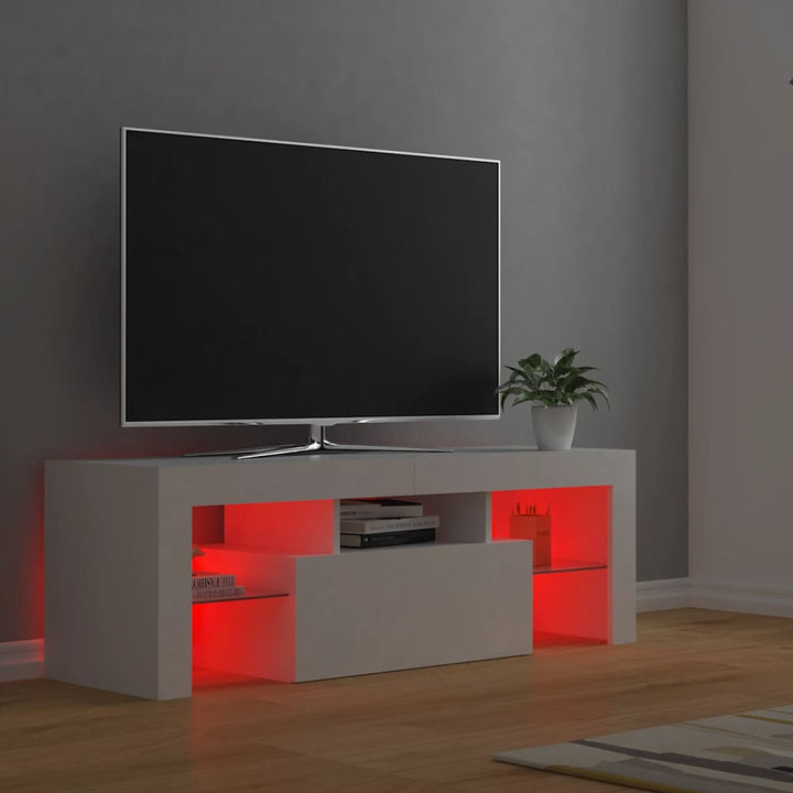 tv-skab med LED-lys 120x35x40 cm hvid