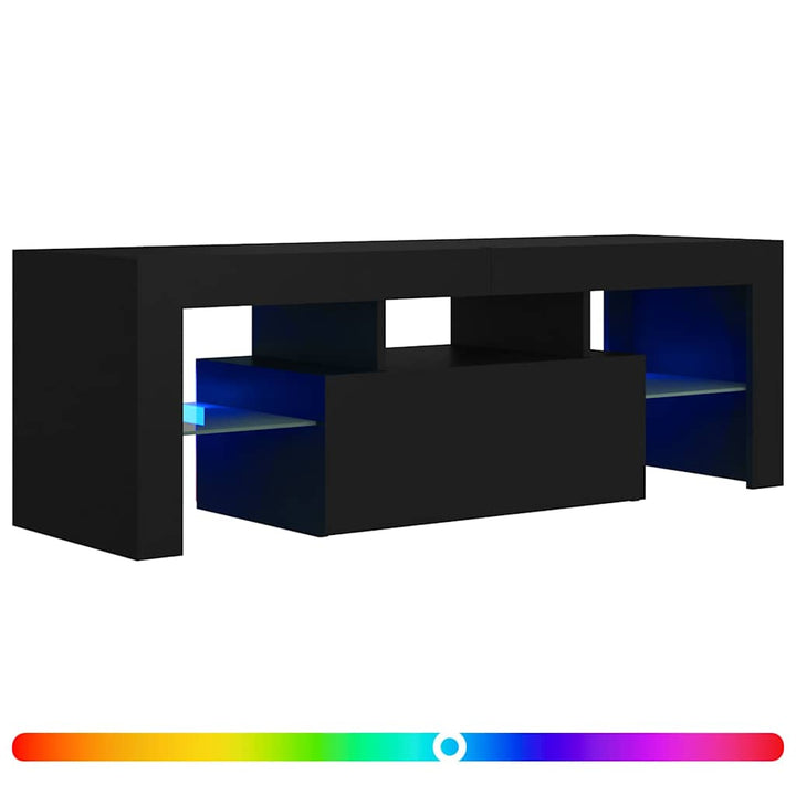 tv-bord med LED-lys 120x35x40 cm sort