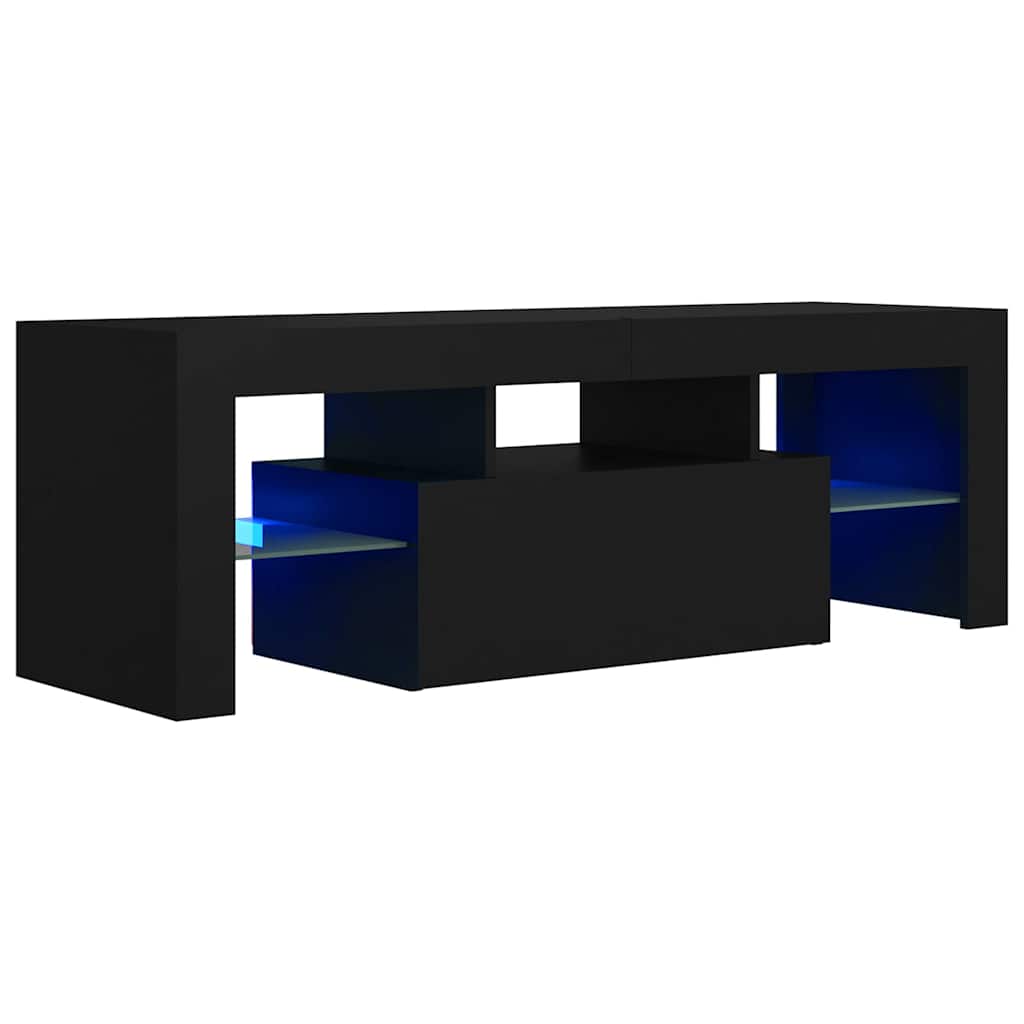 tv-bord med LED-lys 120x35x40 cm sort
