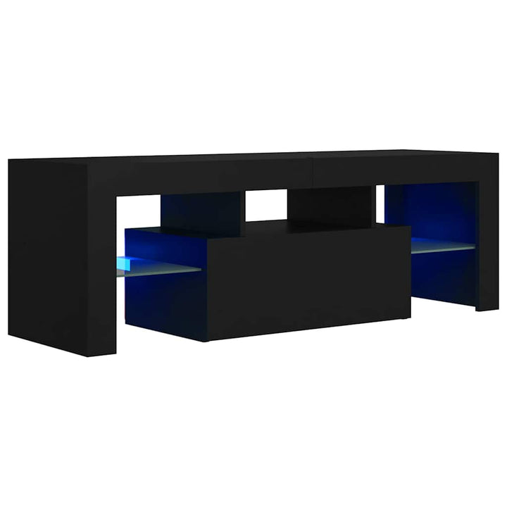 tv-bord med LED-lys 120x35x40 cm sort
