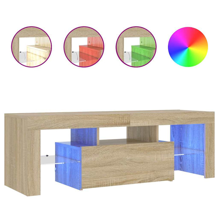 tv-bord med LED-lys 120x35x40 cm sonoma-eg