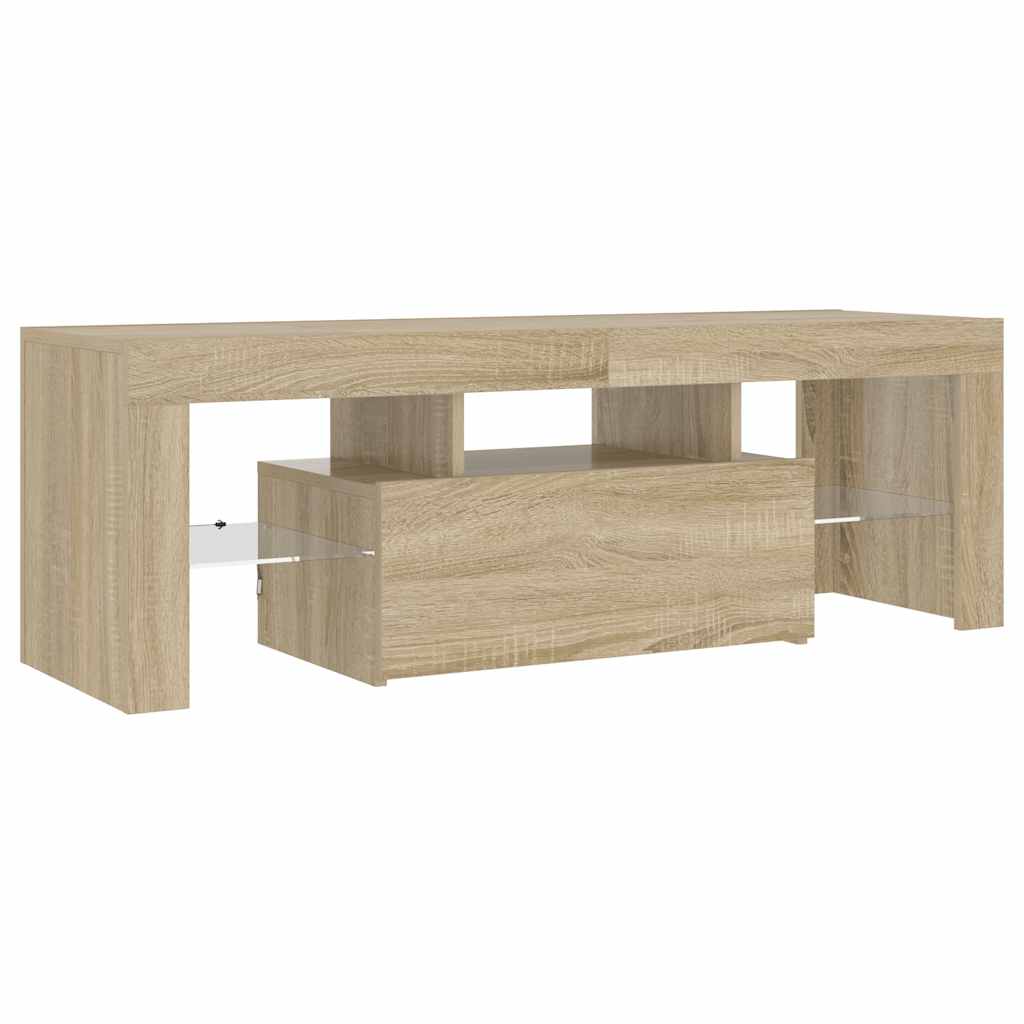 tv-bord med LED-lys 120x35x40 cm sonoma-eg