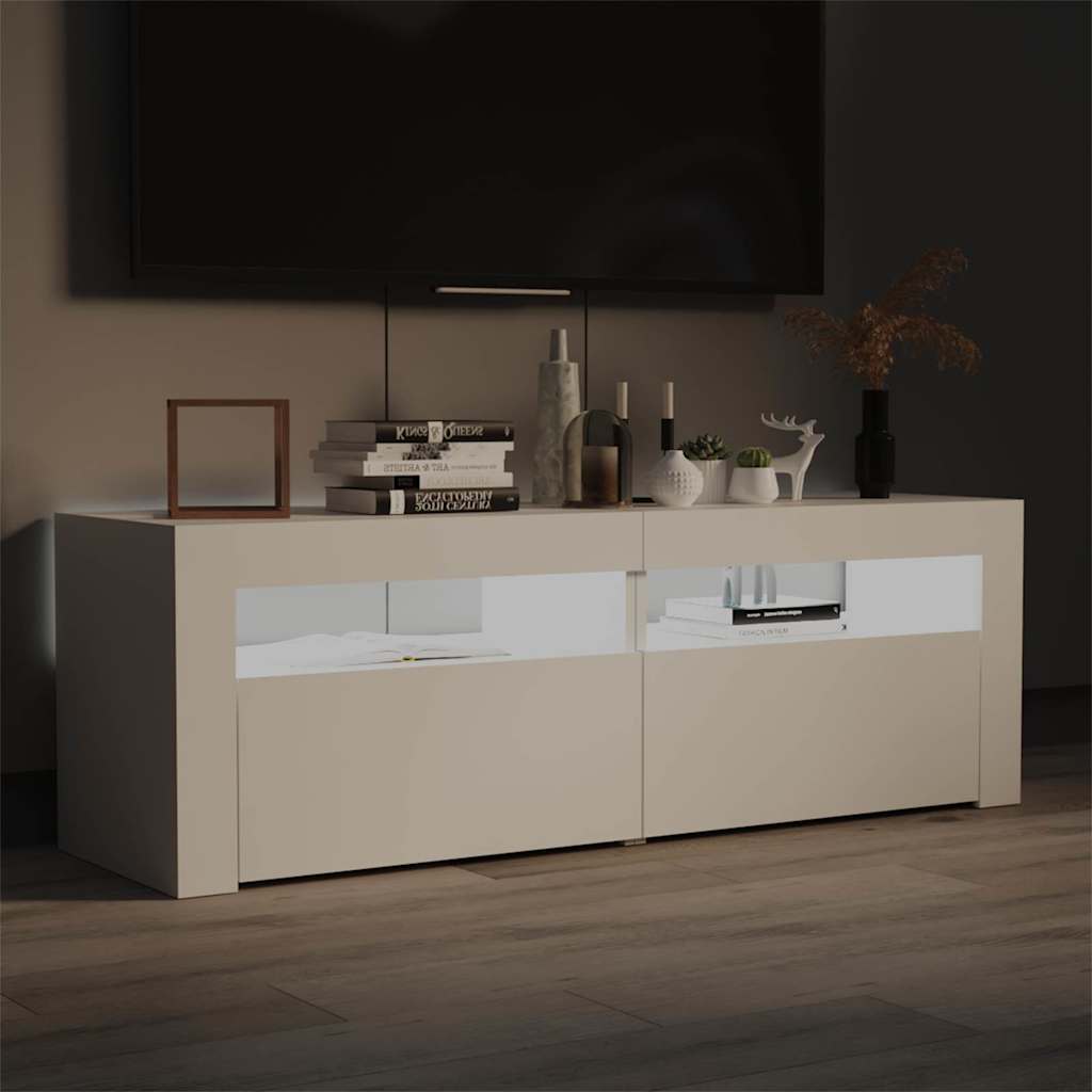 tv-skab med LED-lys 120x35x40 cm hvid