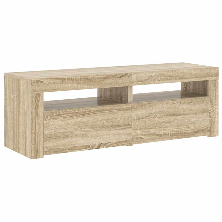 tv-bord med LED-lys 120x35x40 cm sonoma-eg