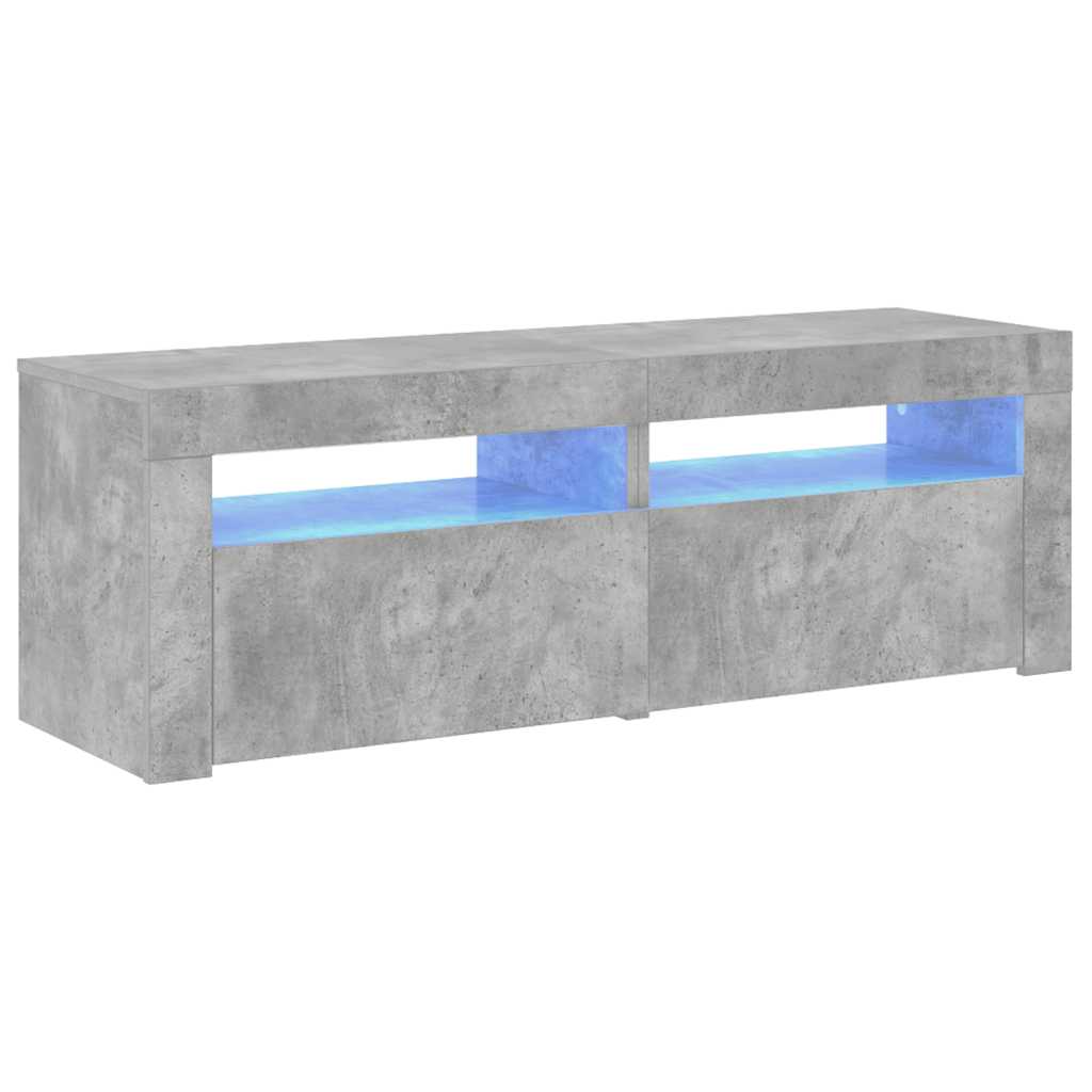 tv-bord med LED-lys 120x35x40 cm betongrå
