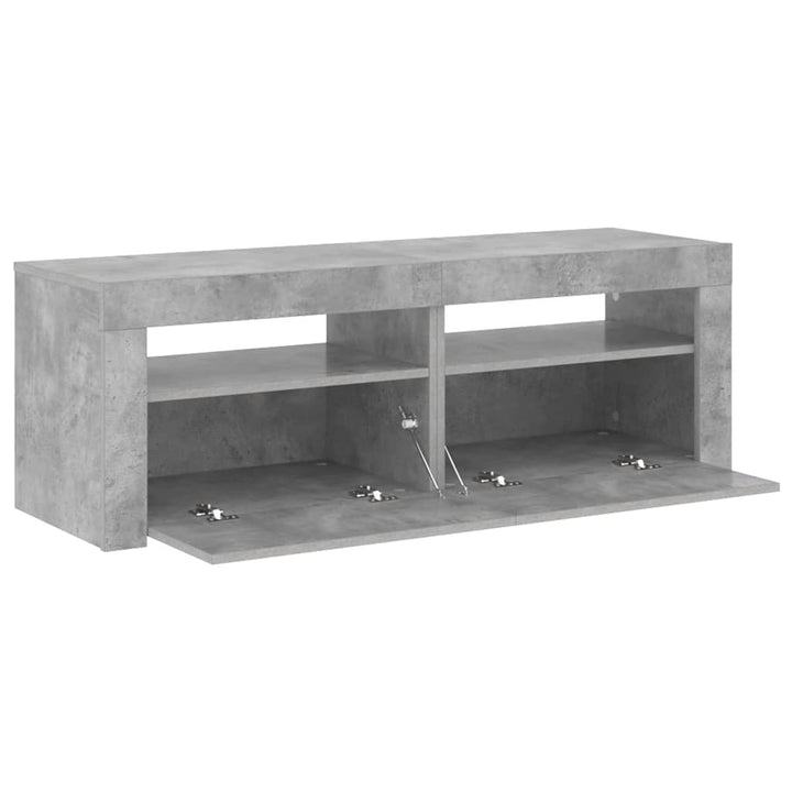 tv-bord med LED-lys 120x35x40 cm betongrå