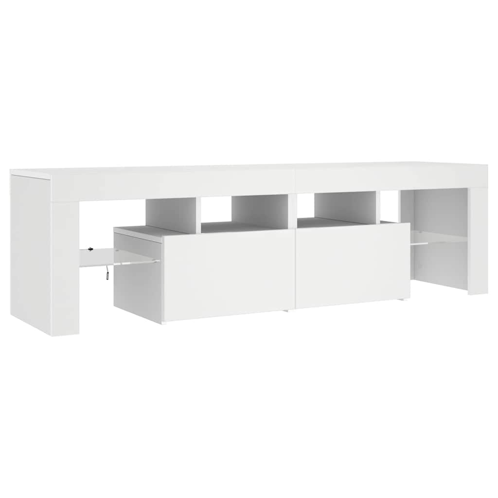 tv-bord med LED-lys 140x36,5x40 cm hvid