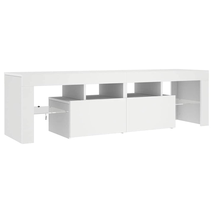 tv-bord med LED-lys 140x36,5x40 cm hvid