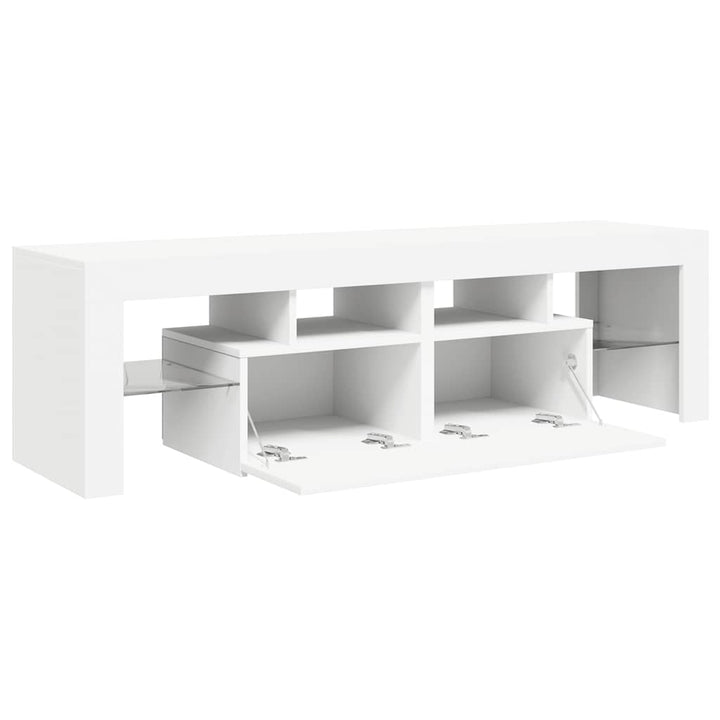 tv-bord med LED-lys 140x36,5x40 cm hvid