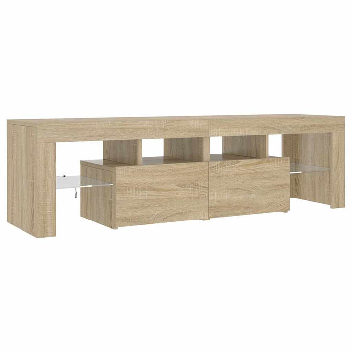 tv-bord med LED-lys 140x36,5x40 cm sonoma-eg