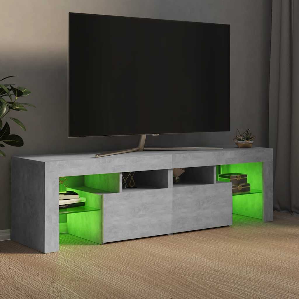 tv-bord med LED-lys 140x36,5x40 cm betongrå
