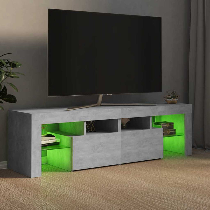 tv-bord med LED-lys 140x36,5x40 cm betongrå