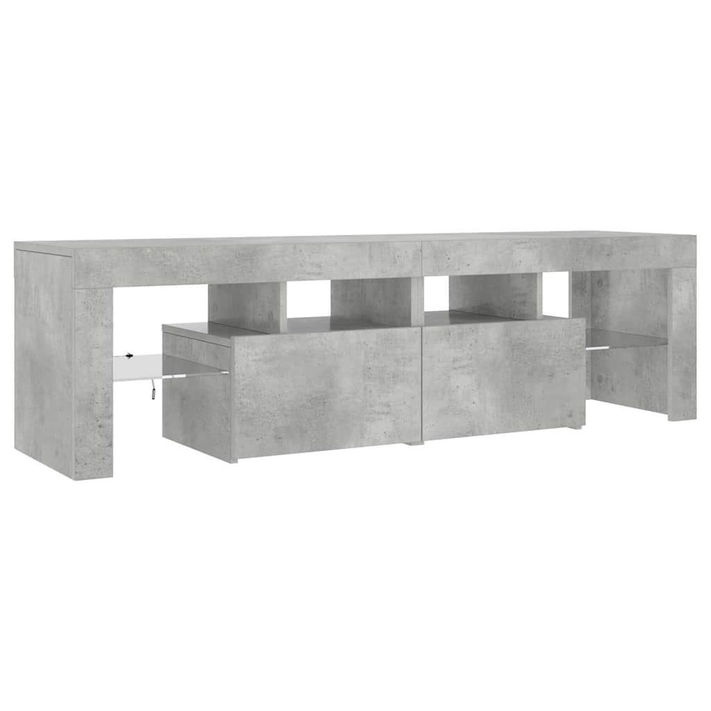 tv-bord med LED-lys 140x36,5x40 cm betongrå