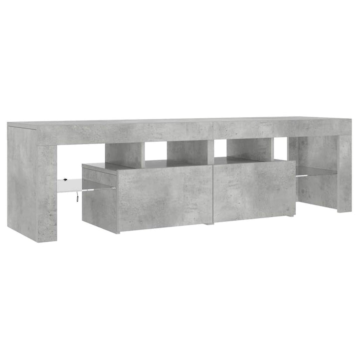 tv-bord med LED-lys 140x36,5x40 cm betongrå