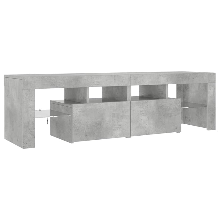 tv-bord med LED-lys 140x36,5x40 cm betongrå