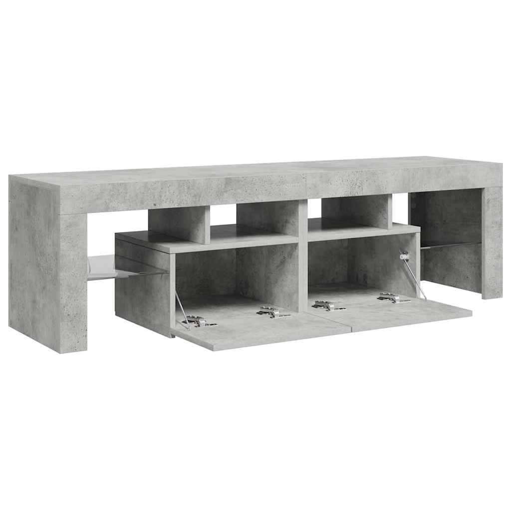 tv-bord med LED-lys 140x36,5x40 cm betongrå