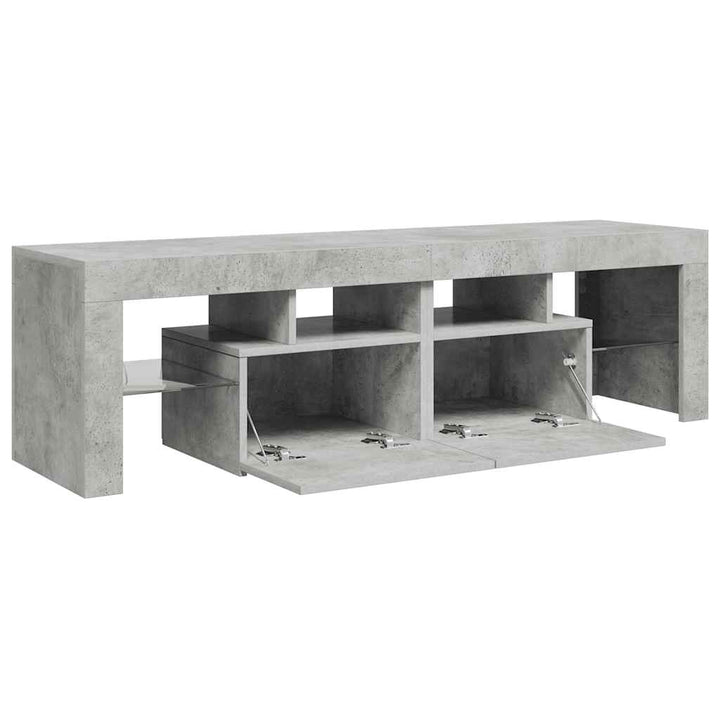 tv-bord med LED-lys 140x36,5x40 cm betongrå