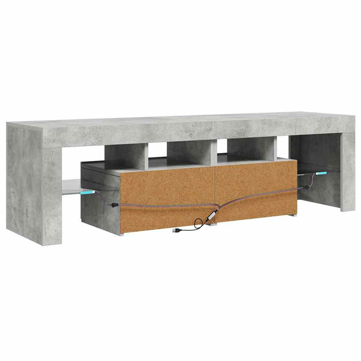 tv-bord med LED-lys 140x36,5x40 cm betongrå