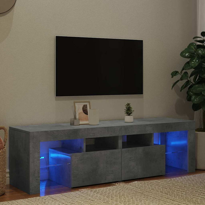 tv-bord med LED-lys 140x36,5x40 cm betongrå
