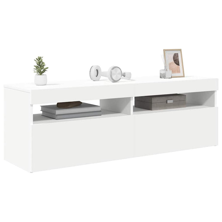 tv-skab med LED-lys 120x35x40 cm hvid
