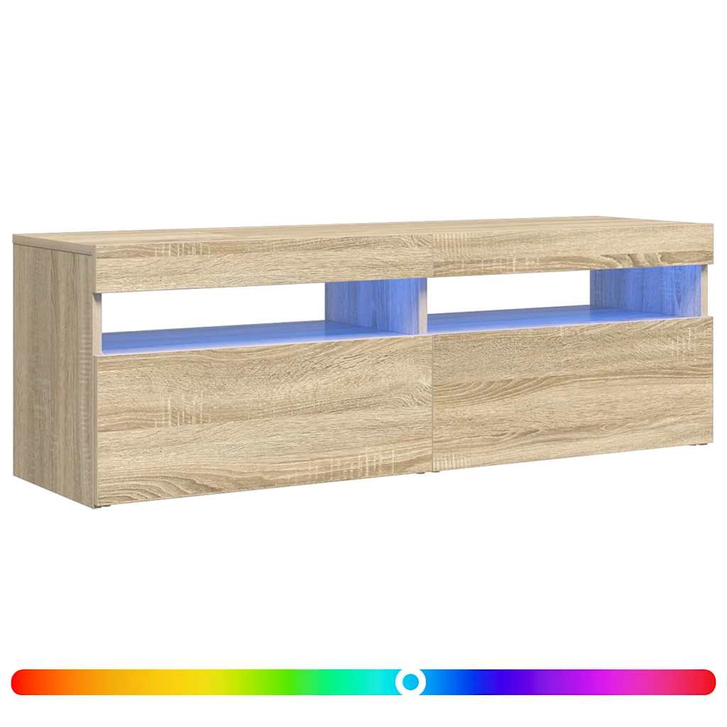 tv-bord med LED-lys 120x35x40 cm sonoma-eg