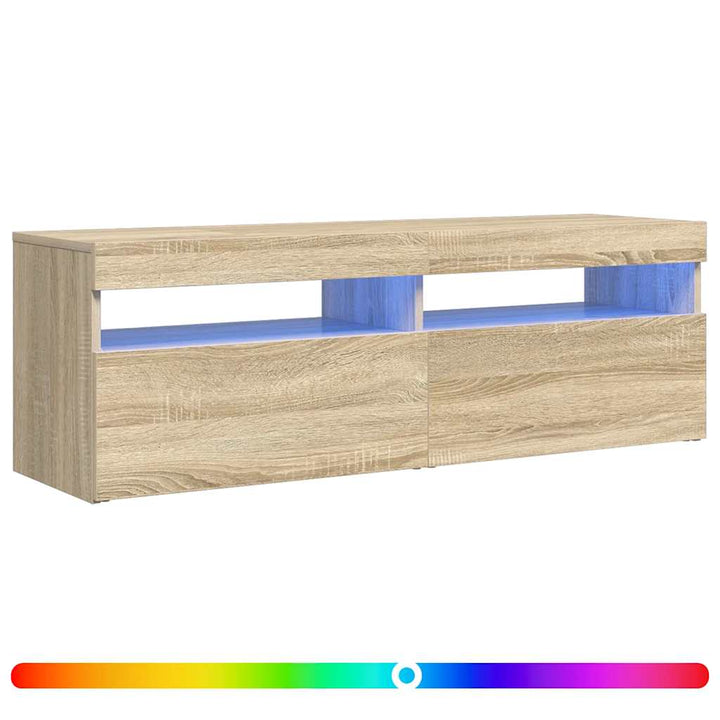tv-bord med LED-lys 120x35x40 cm sonoma-eg