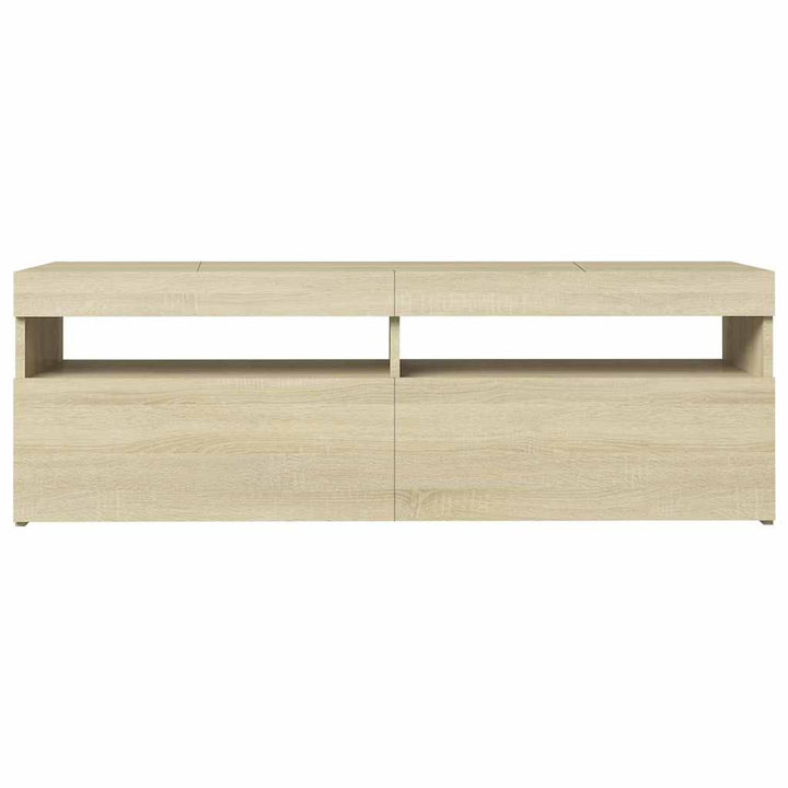 tv-bord med LED-lys 120x35x40 cm sonoma-eg