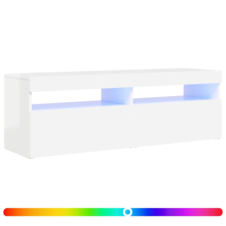 tv-skab med LED-lys 120x35x40 cm hvid højglans