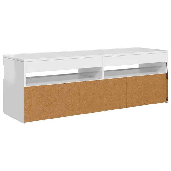 tv-skab med LED-lys 120x35x40 cm hvid højglans