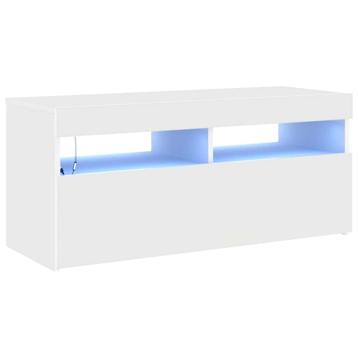 tv-skab med LED-lys 90x35x40 cm hvid