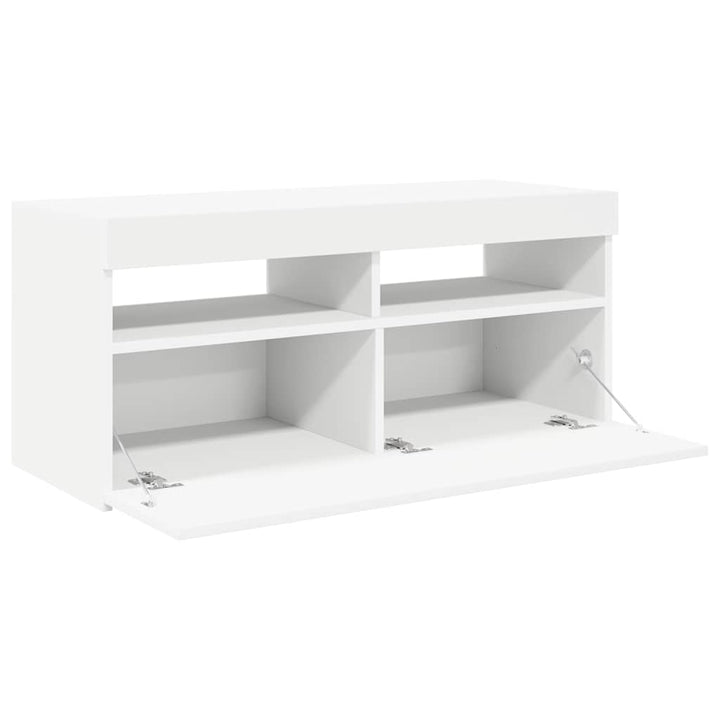 tv-skab med LED-lys 90x35x40 cm hvid