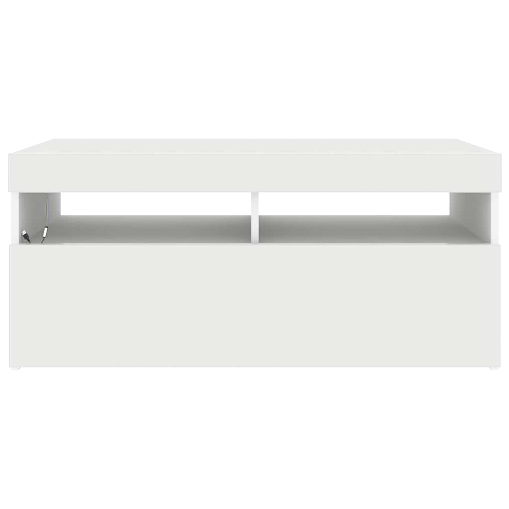 tv-skab med LED-lys 90x35x40 cm hvid