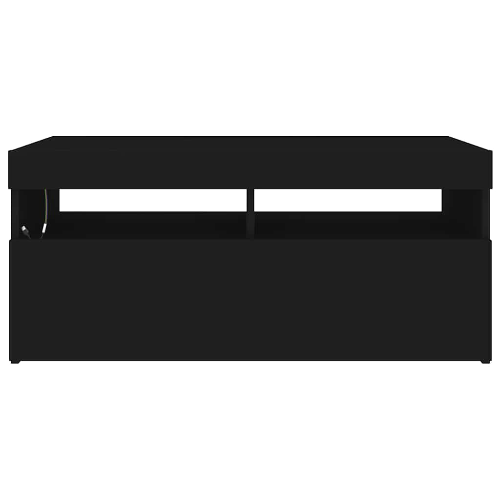 tv-bord med LED-lys 90x35x40 cm sort