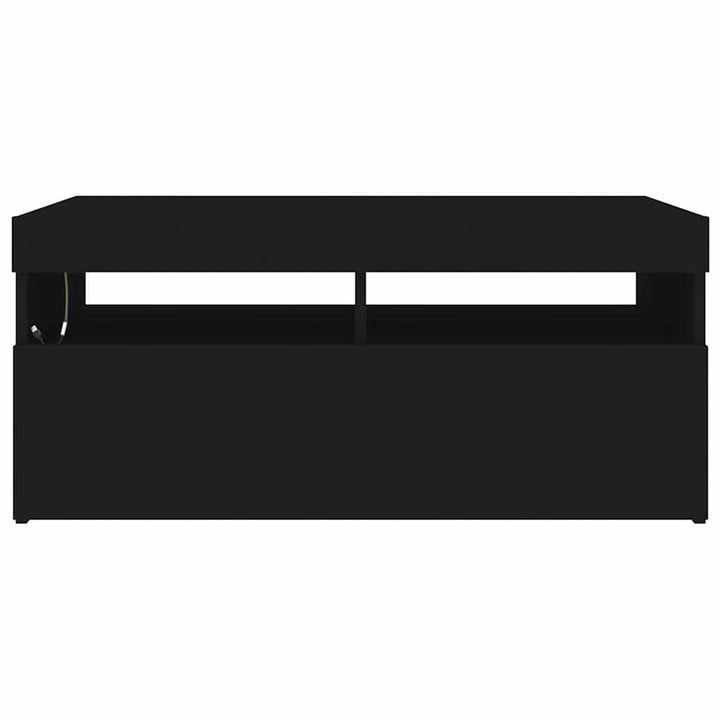 tv-bord med LED-lys 90x35x40 cm sort