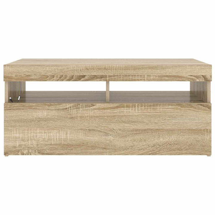 tv-bord med LED-lys 90x35x40 cm sonoma-eg