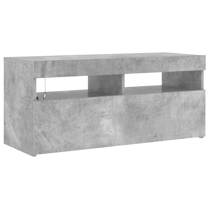 tv-bord med LED-lys 90x35x40 cm betongrå