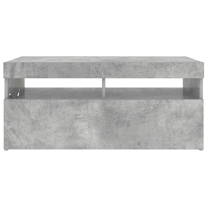 tv-bord med LED-lys 90x35x40 cm betongrå