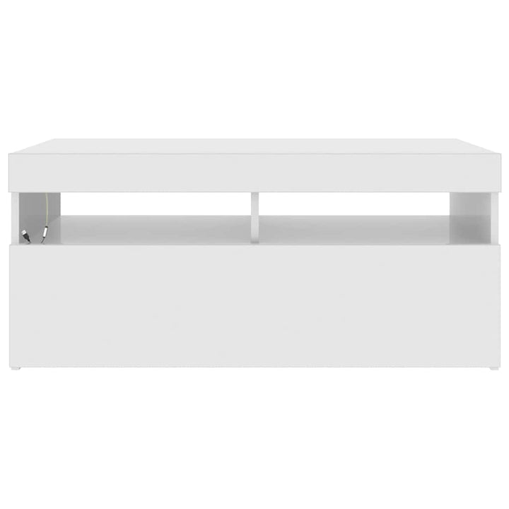 tv-skab med LED-lys 90x35x40 cm hvid højglans