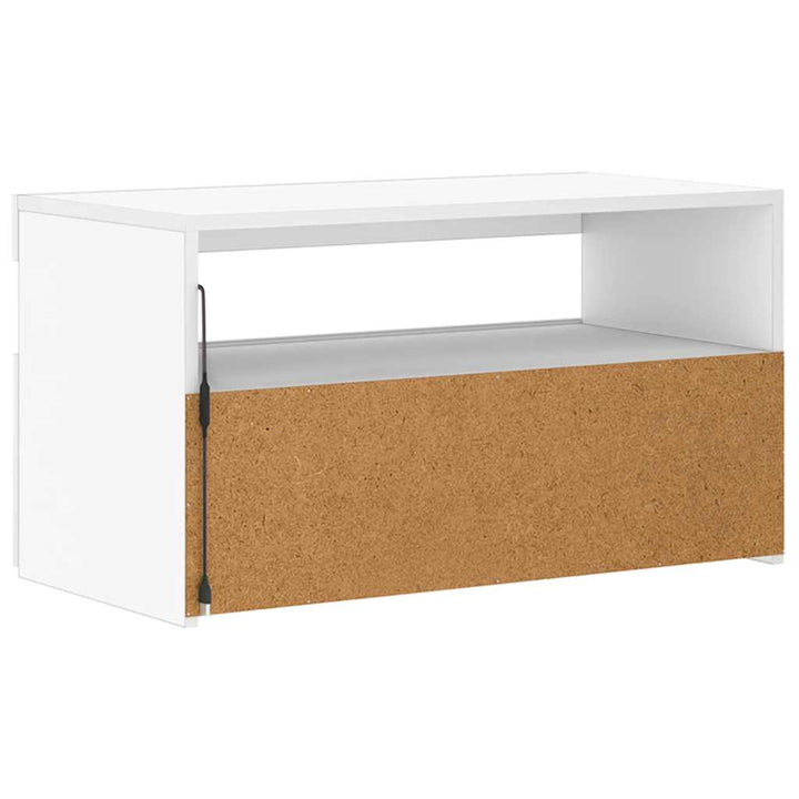 tv-bord med LED-lys 75x35x40 cm hvid