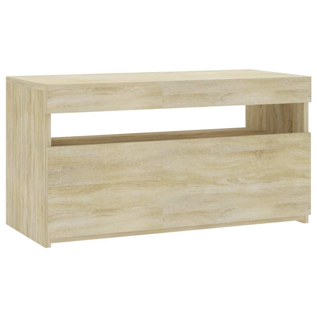 tv-bord med LED-lys 70x35x40 cm sonoma-eg