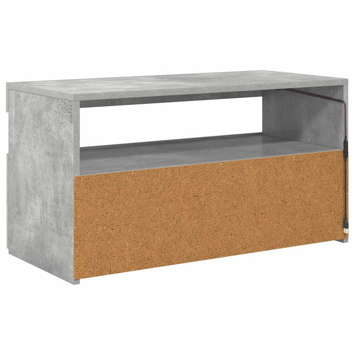 tv-bord med LED-lys 75x35x40 cm betongrå